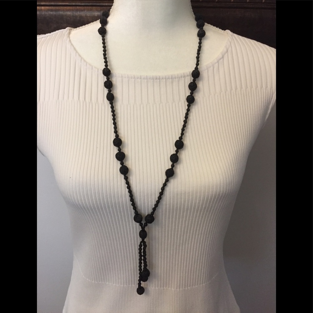 Black rosewood bead necklace, very beautiful, NWOT - Picture 1 of 2